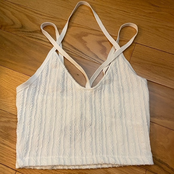 Zara cable knit cropped top with crossed straps, size S, NWT - Picture 4 of 6